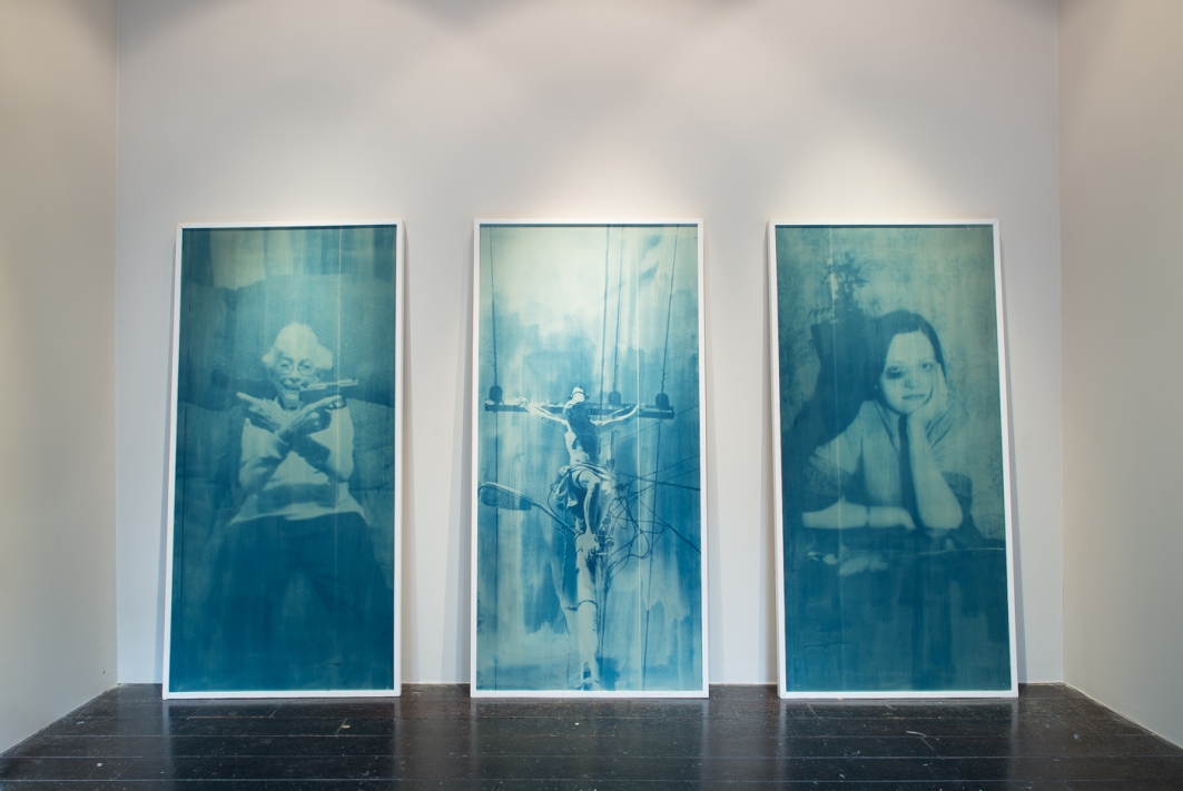 Thomas Mailaender: Cyanotypes, installation view, Roman Road booth D5, Photo London, London, 21 May - 24 May 2015. © Ollie Hammick